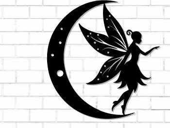 Intra απο ξύλο plywood 3mm-4mm πάχος - Fairy and Moon Wall Art Laser Cut Δίασταση 40x50 cm INTRAFABR-122527932 - Image 1