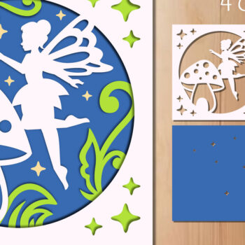 Intra απο ξύλο plywood 3mm-4mm πάχος - Νεράιδα και μανιτάρια Papercut  Δίασταση 20x20 cm INTRAFABR-85899010 - Image 1