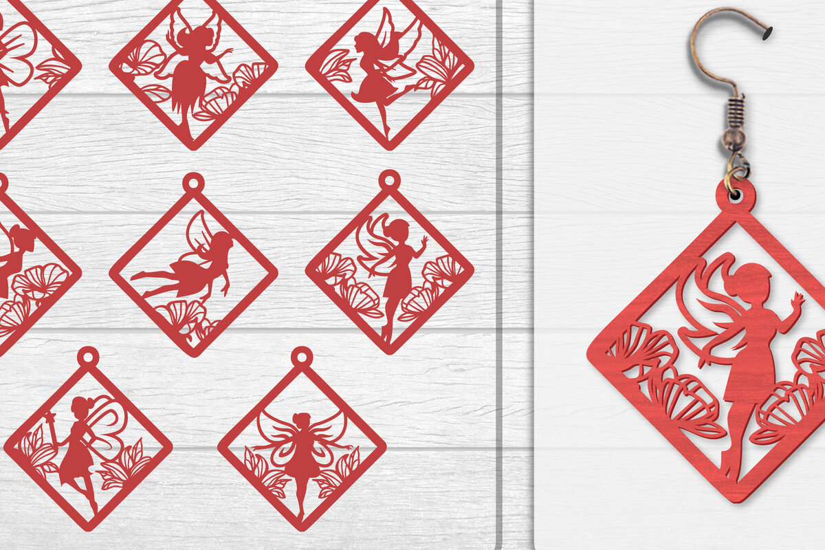 Intra απο ξύλο plywood 3mm-4mm πάχος - Σκουλαρίκια Fairy Lasercut BNDLES 8 ΣΧΕΔΙΑ Δίασταση 3x3 cm INTRAFABR-115058991