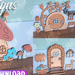 Intra απο ξύλο plywood 3mm-4mm πάχος - Πακέτο κοπής Laser Door Fairy Garden Δίασταση 30x20 cm INTRAFABR-96214821