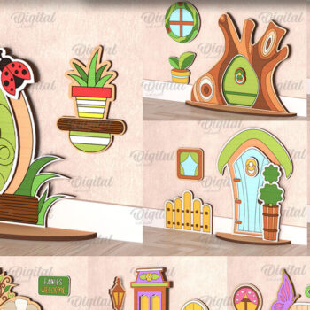 Intra απο ξύλο plywood 3mm-4mm πάχος - Δέσμη κοπής με λέιζερ Fairy Garden Doors Δίασταση 30x20 cm INTRAFABR-99395977 - Image 1