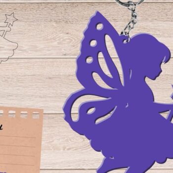 Intra απο ξύλο plywood 3mm-4mm πάχος - Fairy Keychain, Laser Cut Files Δίασταση 4x4 cm INTRAFABR-97819516 - Image 1