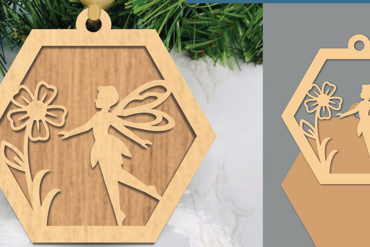 Intra απο ξύλο plywood 3mm-4mm πάχος - Στολίδι Fairy Laser Cut  1 Δίασταση 6x6 cm INTRAFABR-105419143