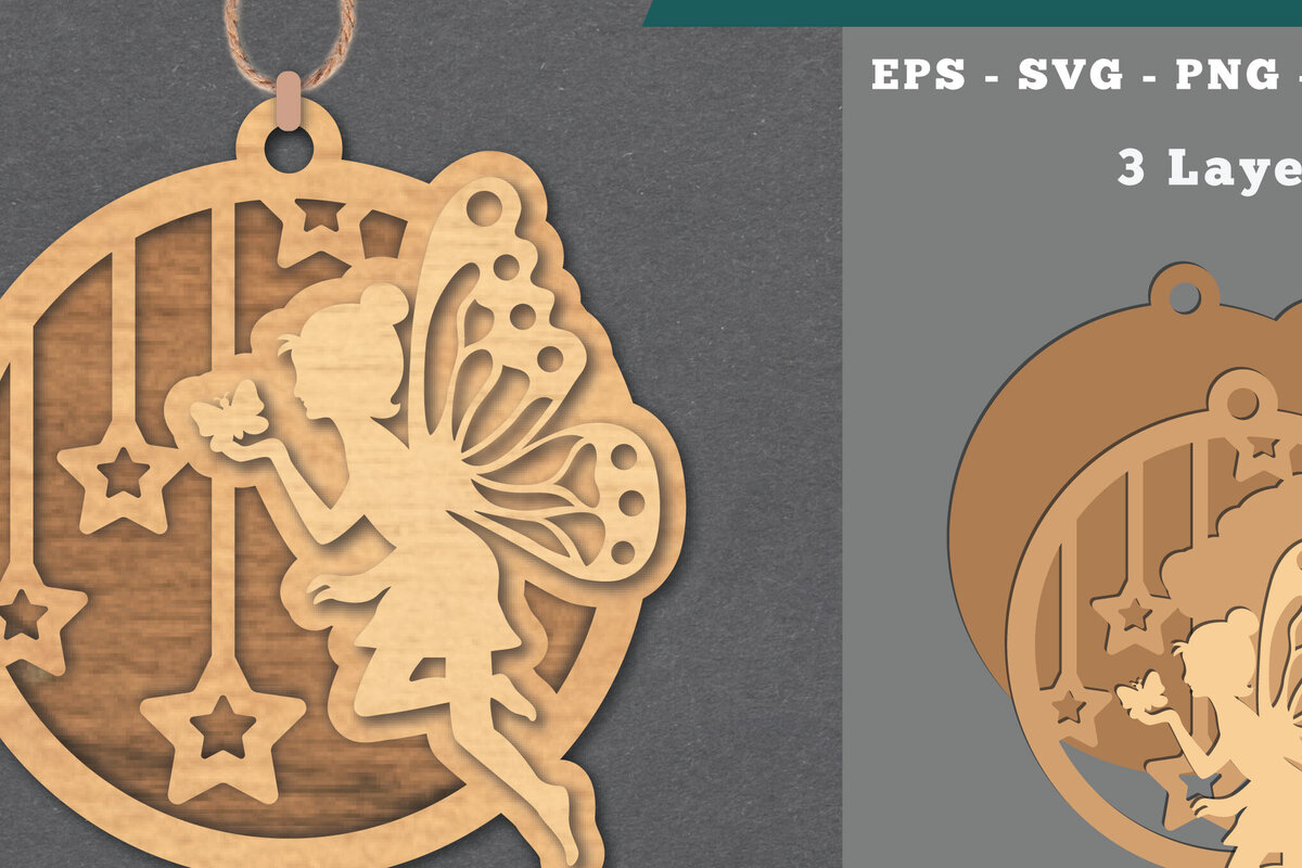 Intra απο ξύλο plywood 3mm-4mm πάχος - Στολίδι Fairy Laser Cut  Δίασταση 6x6 cm INTRAFABR-112074741