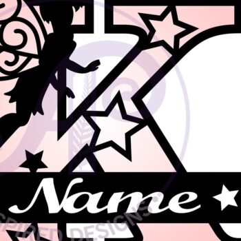 Intra απο ξύλο plywood 3mm-4mm πάχος -  περικοπής Fairy Letter K Monogram  Δίασταση 30x20 cm INTRAFABR-69040754 - Image 3