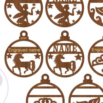 Intra απο ξύλο plywood 3mm-4mm πάχος - Fairy, Mermaid, Unicorn και Tiara Decos Δίασταση 6x6 cm INTRAFABR-77073237 - Image 3