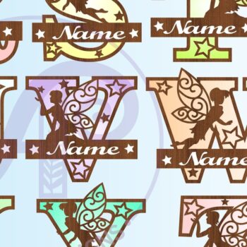 Intra απο ξύλο plywood 3mm-4mm πάχος - Σετ κεφαλαίων γραμμάτων Fairy Monogram  Δίασταση 30x20 cm INTRAFABR-69035692 - Image 1