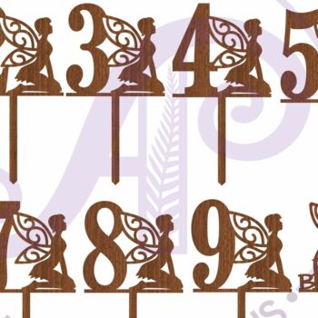Intra απο ξύλο plywood 3mm-4mm πάχος - Fairy Number Cake Toppers, 10 σχέδια Δίασταση 20x20 cm INTRAFABR-104580198 - Image 3