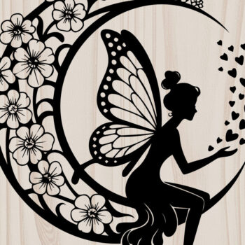 Intra απο ξύλο plywood 3mm-4mm πάχος - Fairy on Crescent Moon , Αποκοπή υ Δίασταση 20x20 cm INTRAFABR-123246497 - Image 1