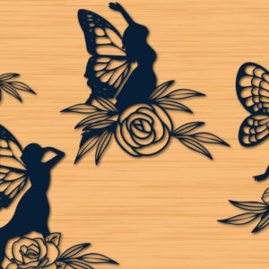 Intra απο ξύλο plywood 3mm-4mm πάχος - Πακέτο Fairy Wildflower Fly  Δίασταση 20x20 cm INTRAFABR-64256196