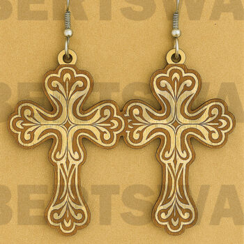 Intra απο ξύλο plywood 3mm-4mm πάχος - Σκουλαρίκια Faith Christian Δίασταση 3x3 cm INTRAFABR-124683469 - Image 1