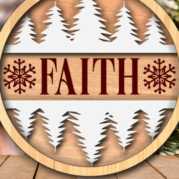 Intra απο ξύλο plywood 3mm-4mm πάχος - Faith-Χριστουγεννιάτικο Στολίδι Laser Cut Δίασταση 6x6 cm INTRAFABR-117891443 - Image 2