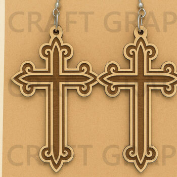 Intra απο ξύλο plywood 3mm-4mm πάχος - Ξύλινα σκουλαρίκια Faith Cross Δίασταση 3x3 cm INTRAFABR-124682504 - Image 1