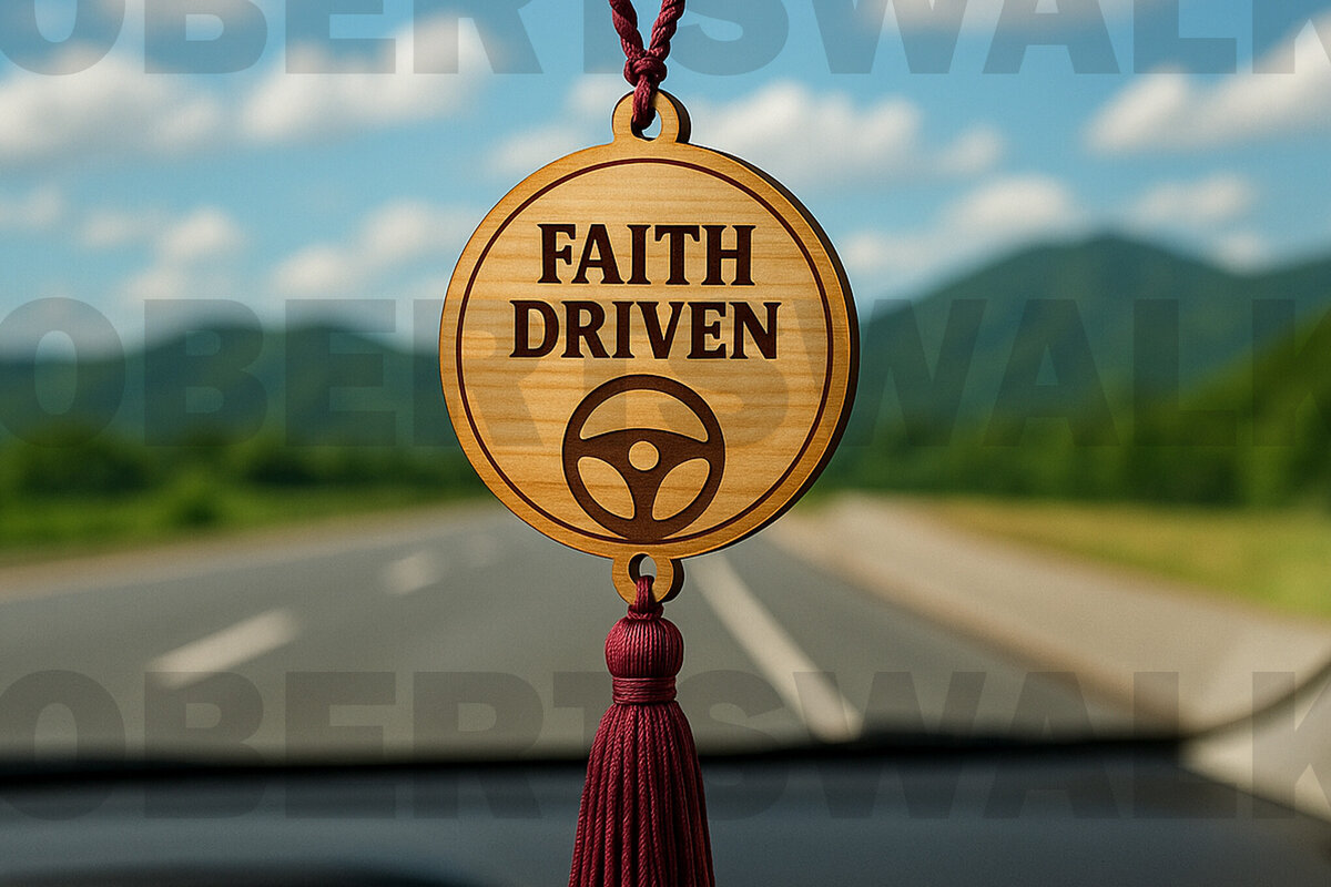 Intra απο ξύλο plywood 3mm-4mm πάχος - Faith Driven Steering Wheel Charm Δίασταση 4x4 cm INTRAFABR-124433602