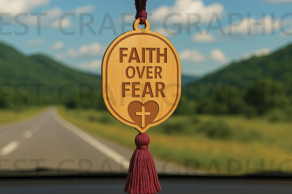 Intra απο ξύλο plywood 3mm-4mm πάχος - Faith over Fear Car Hanger  Δίασταση 4x4 cm INTRAFABR-124432816