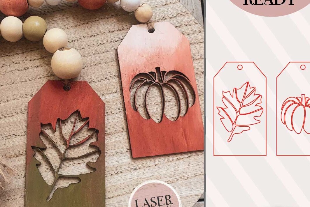 Intra απο ξύλο plywood 3mm-4mm πάχος - Φθινοπωρινό Beaded Garland Tag  αποκοπής Δίασταση 15x15 cm INTRAFABR-74488385