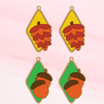 Intra απο ξύλο plywood 3mm-4mm πάχος - Φθινοπωρινά Σκουλαρίκια | Σκουλαρίκια Cut and Score Δίασταση 3x3 cm INTRAFABR-103211389 - Image 1