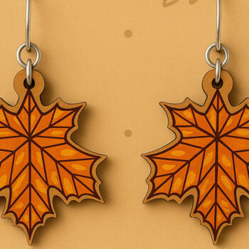 Intra απο ξύλο plywood 3mm-4mm πάχος - Φθινοπωρινά Σκουλαρίκια  Πακέτο Δίασταση 3x3 cm INTRAFABR-125232037 - Image 4