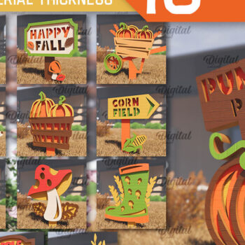 Intra απο ξύλο plywood 3mm-4mm πάχος - Πακέτο κοπής με λέιζερ Fall Garden Stakes Δίασταση 30x20 cm INTRAFABR-102769508 - Image 1