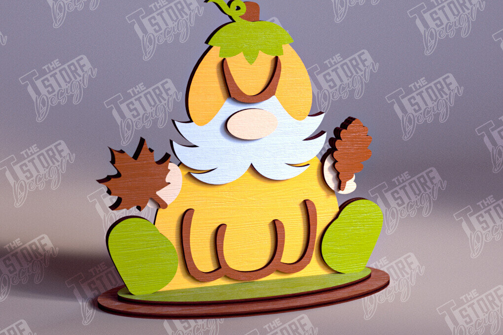 Intra απο ξύλο plywood 3mm-4mm πάχος - Fall Gnomes | Φθινοπωρινό σχέδιο |  CNC Δίασταση 15x15 cm INTRAFABR-103932528