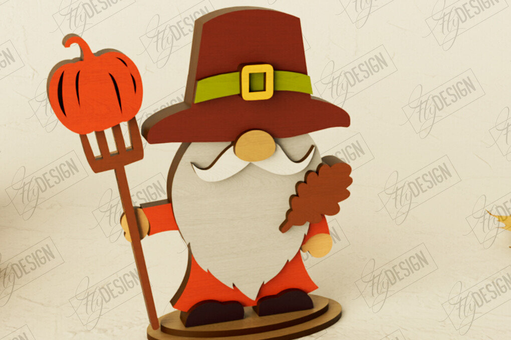 Intra απο ξύλο plywood 3mm-4mm πάχος - Fall Gnomes | Ημέρα των Ευχαριστιών | Συγκομιδή Δίασταση 15x15 cm INTRAFABR-105708167