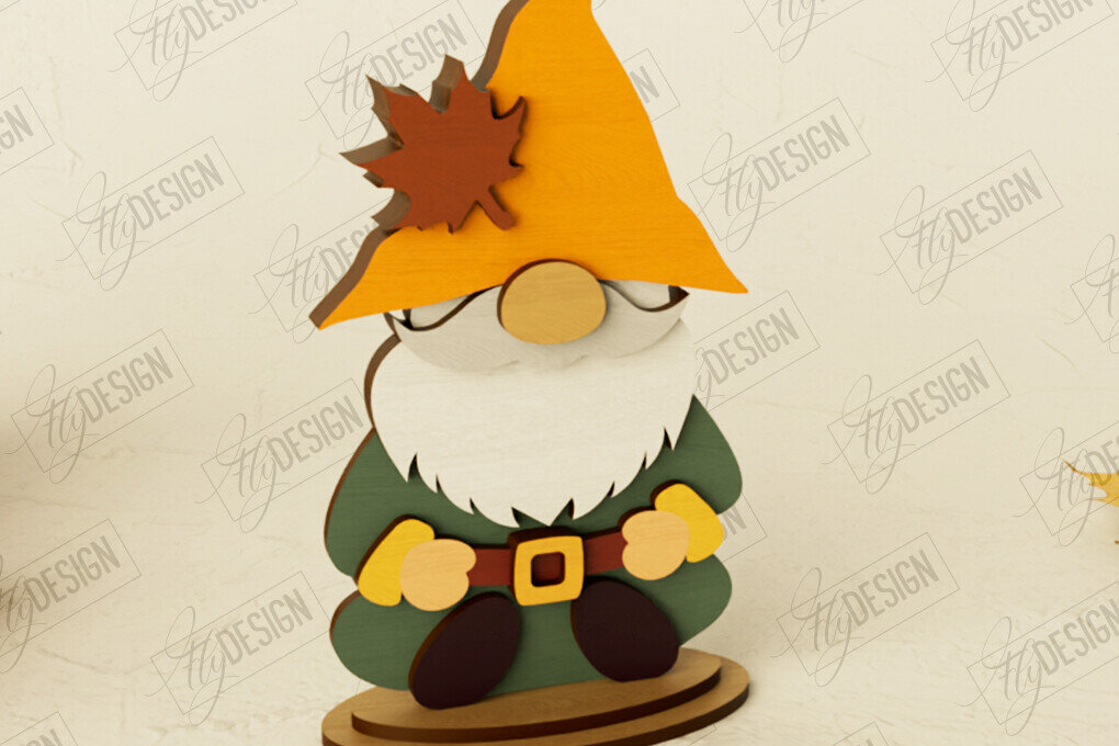 Intra απο ξύλο plywood 3mm-4mm πάχος - Fall Gnomes | Ημέρα των Ευχαριστιών | Συγκομιδή Δίασταση 15x15 cm INTRAFABR-105708118