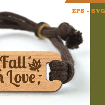 Intra απο ξύλο plywood 3mm-4mm πάχος - Βραχιόλι Fall in Love Cut Laser 1 Δίασταση 4x4 cm INTRAFABR-111386146 - Image 1