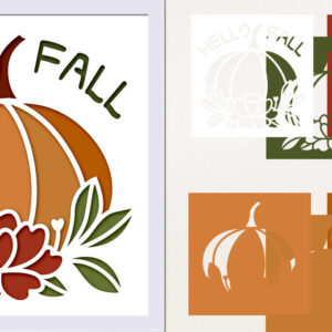 Intra απο ξύλο plywood 3mm-4mm πάχος - Fall Layered Shadow Box , 3d Pumpkin Δίασταση 8x8 cm INTRAFABR-77396787