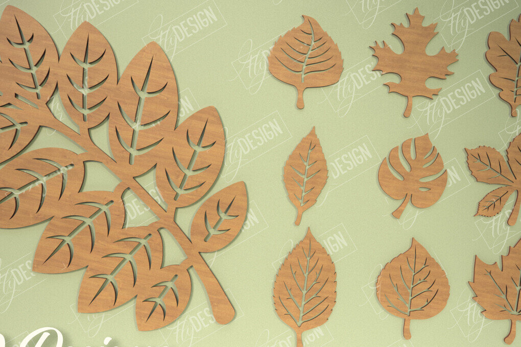 Intra απο ξύλο plywood 3mm-4mm πάχος - Δέσμη Φθινοπωρινών Φύλλων | Φθινοπωρινά Σύμβολα | CNC Δίασταση 30x20 cm INTRAFABR-103511274