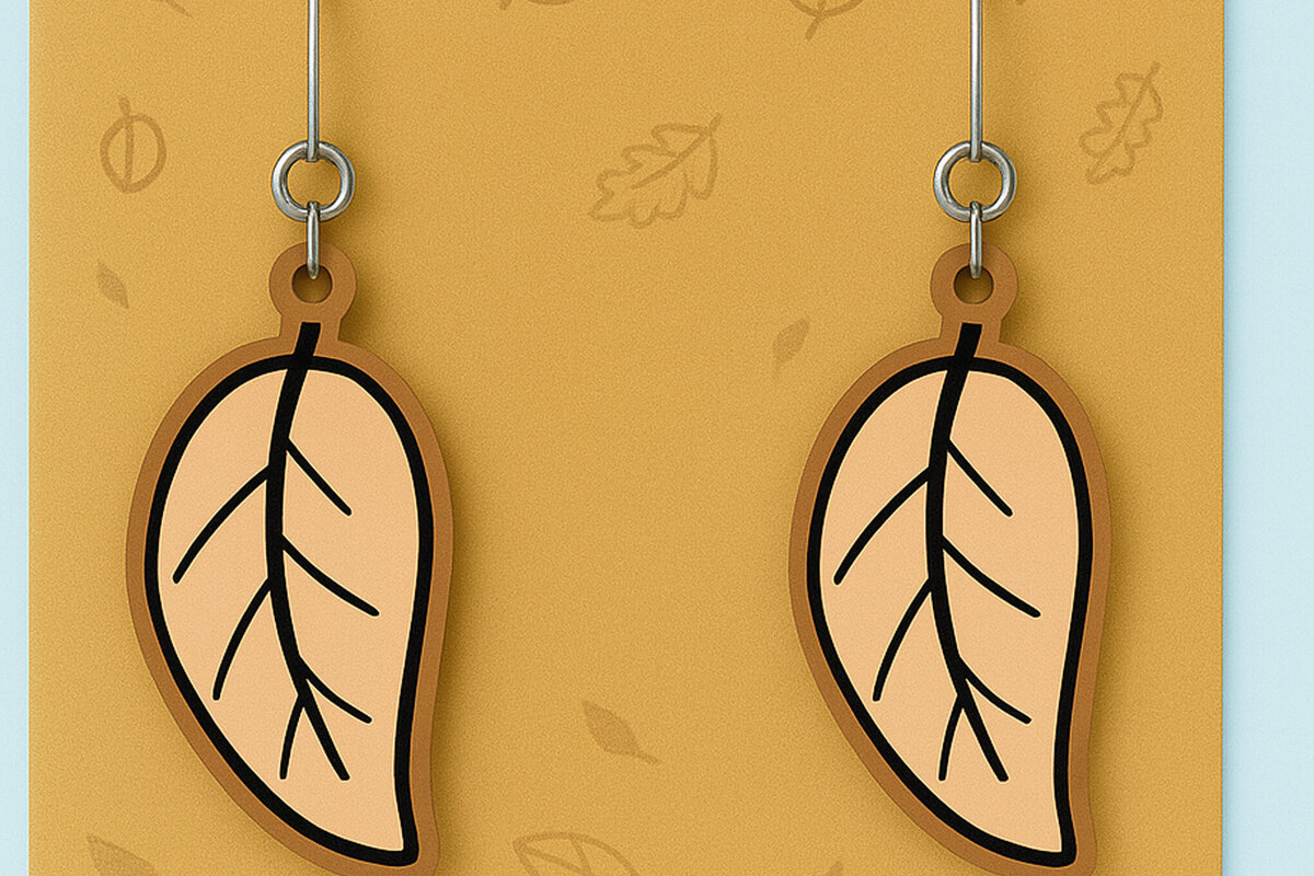 Intra απο ξύλο plywood 3mm-4mm πάχος - Φθινοπωρινά Σκουλαρίκια  Cut File Δίασταση 3x3 cm INTRAFABR-125298167