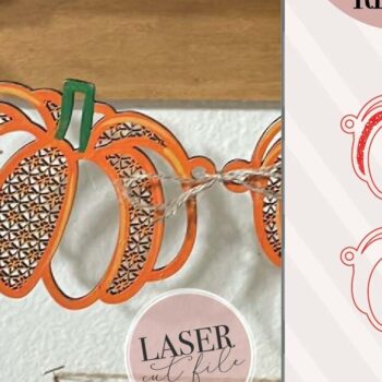 Intra απο ξύλο plywood 3mm-4mm πάχος - Fall Pumpkin Garland Δίασταση 4x4 cm INTRAFABR-72644303 - Image 2