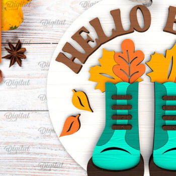 Intra απο ξύλο plywood 3mm-4mm πάχος - Στρογγυλή πινακίδα πτώσης με λέιζερ. Φθινοπωρινό σημάδι Δίασταση 30x20 cm INTRAFABR-103233465 - Image 1