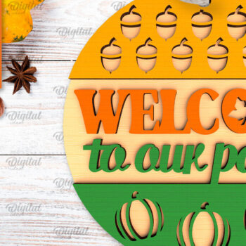 Intra απο ξύλο plywood 3mm-4mm πάχος - Στρογγυλή πινακίδα πτώσης με λέιζερ. Φθινοπωρινό σημάδι Δίασταση 30x20 cm INTRAFABR-103233384 - Image 1