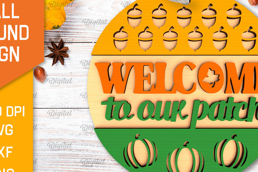 Intra απο ξύλο plywood 3mm-4mm πάχος - Στρογγυλή πινακίδα πτώσης με λέιζερ. Φθινοπωρινό σημάδι Δίασταση 30x20 cm INTRAFABR-103233384