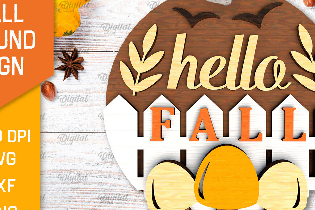 Intra απο ξύλο plywood 3mm-4mm πάχος - Στρογγυλή πινακίδα πτώσης με λέιζερ. Φθινοπωρινό σημάδι Δίασταση 30x20 cm INTRAFABR-103233408