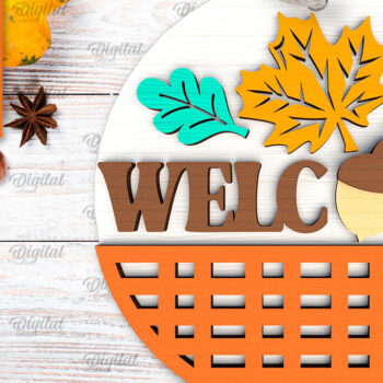 Intra απο ξύλο plywood 3mm-4mm πάχος - Στρογγυλή πινακίδα πτώσης με λέιζερ. Φθινοπωρινό σημάδι Δίασταση 30x20 cm INTRAFABR-103233446 - Image 1