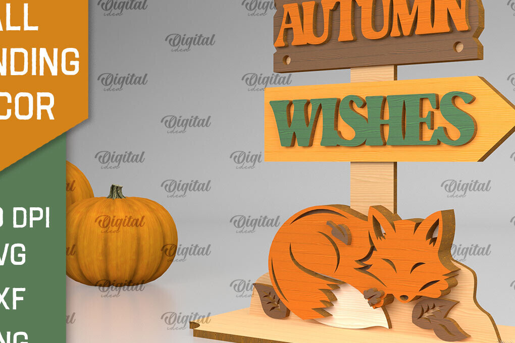 Intra απο ξύλο plywood 3mm-4mm πάχος - Fall Standing Decor LaserCut. Φθινοπωρινό  Δίασταση 30x20 cm INTRAFABR-103469610