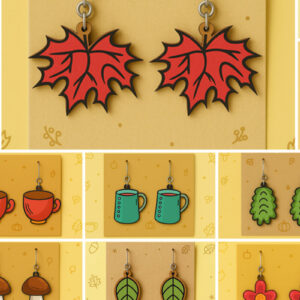 Intra απο ξύλο plywood 3mm-4mm πάχος - Πακέτο κοπής με λέιζερ σκουλαρίκι Fall  Δίασταση 3x3 cm INTRAFABR-125294562