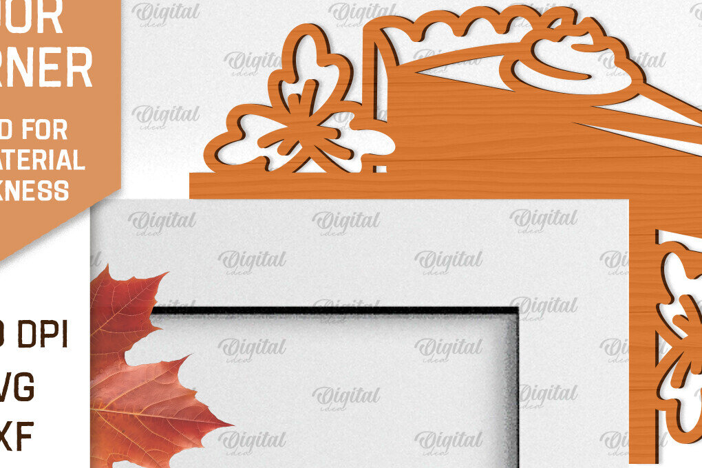 Intra απο ξύλο plywood 3mm-4mm πάχος - Φθινοπωρινή Ξύλινη Πόρτα Γωνιακή Κοπή Laser Δίασταση 30x20 cm INTRAFABR-99641995