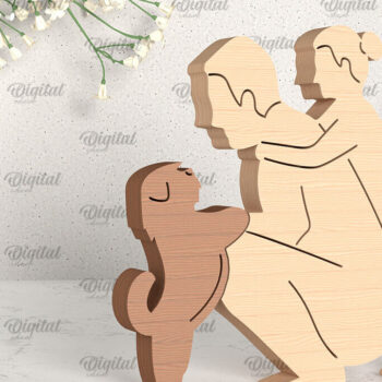 Intra απο ξύλο plywood 3mm-4mm πάχος - Οικογένεια και σκύλος LaserCut. Ξύλινο ειδώλιο Δίασταση 30x20 cm INTRAFABR-96278205 - Image 1