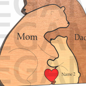 Intra απο ξύλο plywood 3mm-4mm πάχος - Family Bear Hug – Δώρο για την Ημέρα του Πατέρα Δίασταση 20x20 cm INTRAFABR-121582301