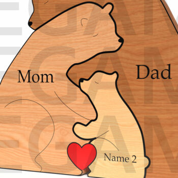 Intra απο ξύλο plywood 3mm-4mm πάχος - Family Bear Hug – Δώρο για την Ημέρα του Πατέρα Δίασταση 20x20 cm INTRAFABR-121582301 - Image 2