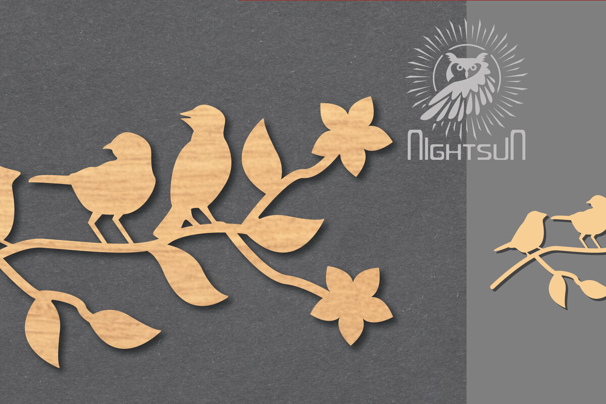Intra απο ξύλο plywood 3mm-4mm πάχος - Family Bird Cut Laser Decoration 1 Δίασταση 20x20 cm INTRAFABR-116549110