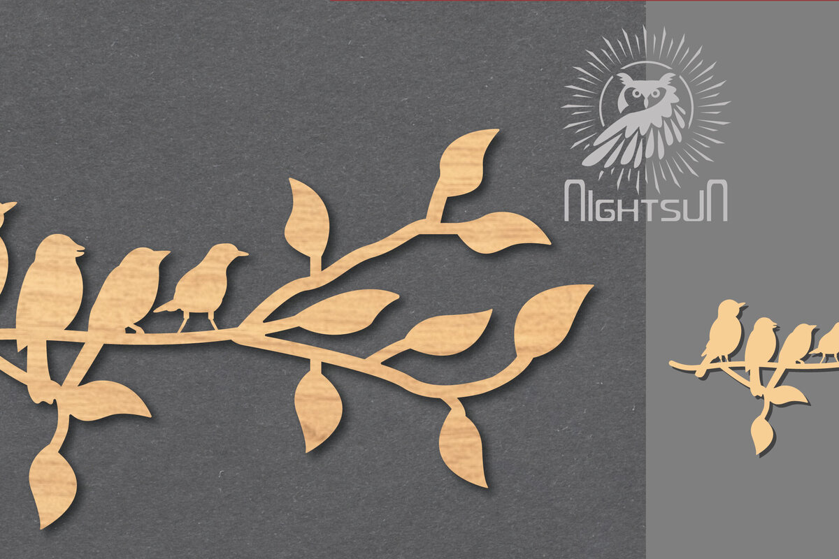 Intra απο ξύλο plywood 3mm-4mm πάχος - Family Bird Cut Laser Decoration 2 Δίασταση 20x20 cm INTRAFABR-116549182