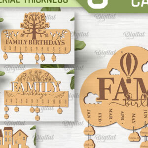 Intra απο ξύλο plywood 3mm-4mm πάχος - Πακέτο λέιζερ ημερολογίου γενεθλίων οικογένειας Δίασταση 20x20 cm INTRAFABR-89833787