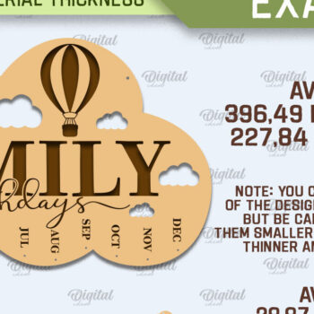 Intra απο ξύλο plywood 3mm-4mm πάχος - Πακέτο λέιζερ ημερολογίου γενεθλίων οικογένειας Δίασταση 20x20 cm INTRAFABR-89833787 - Image 2