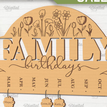 Intra απο ξύλο plywood 3mm-4mm πάχος - Οικογενειακό ημερολόγιο γενεθλίων Δίασταση 20x20 cm INTRAFABR-89694170 - Image 1