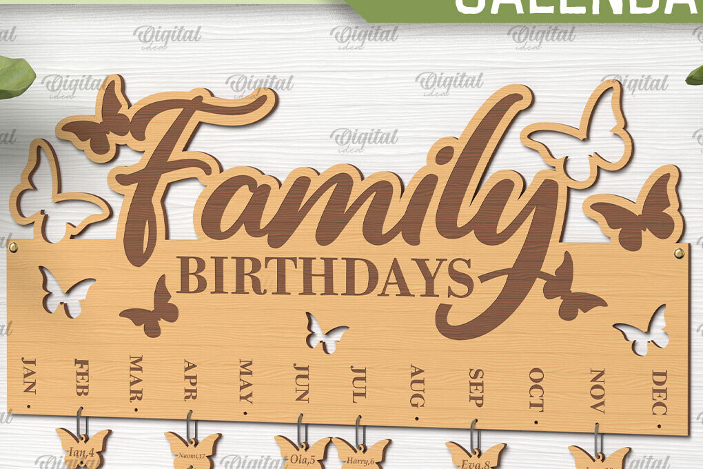 Intra απο ξύλο plywood 3mm-4mm πάχος - Οικογενειακό ημερολόγιο γενεθλίων  Δίασταση 20x20 cm INTRAFABR-89694273