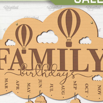 Intra απο ξύλο plywood 3mm-4mm πάχος - Οικογενειακό ημερολόγιο γενεθλίων  Δίασταση 20x20 cm INTRAFABR-89693742 - Image 1