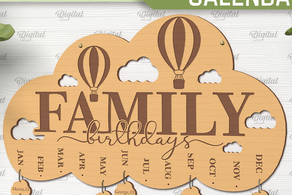 Intra απο ξύλο plywood 3mm-4mm πάχος - Οικογενειακό ημερολόγιο γενεθλίων  Δίασταση 20x20 cm INTRAFABR-89693742